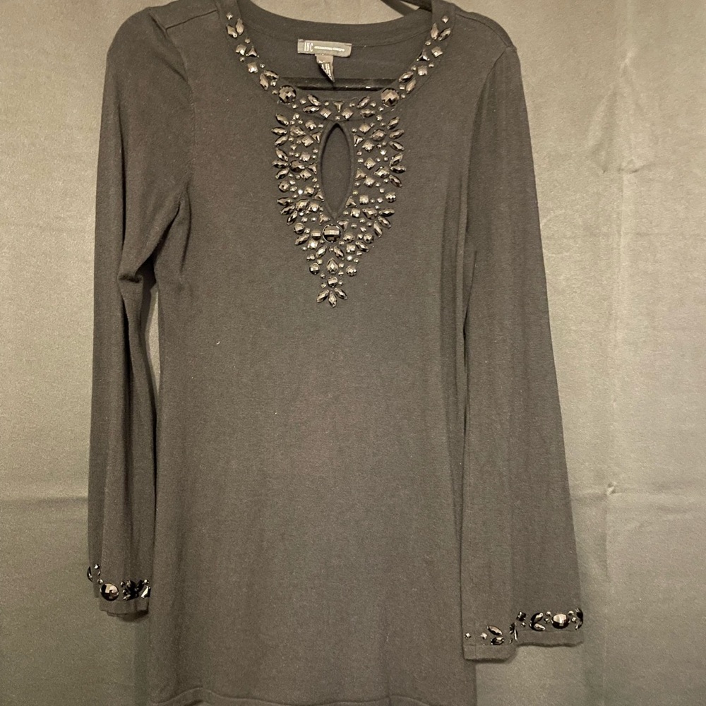 INC Black Keyhole Top